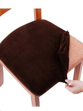 Velvet Chair Slipcovers Stretch-Fit Removable/Washable-Coffee (4-pack)